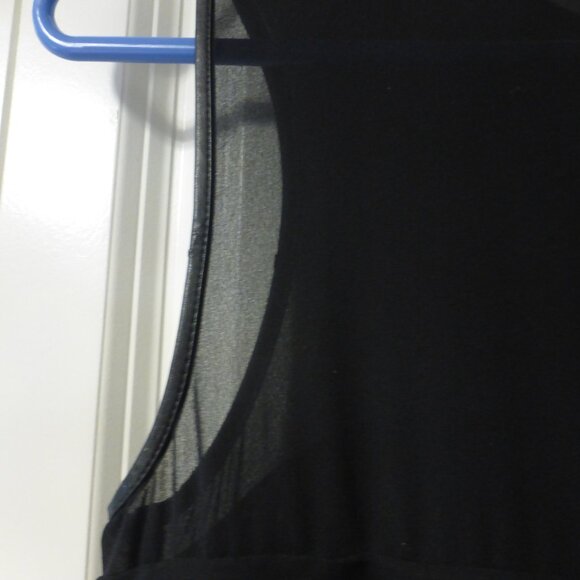 H&M black ruched sleeveless mini dress with faux leather trim - Picture 10 of 15